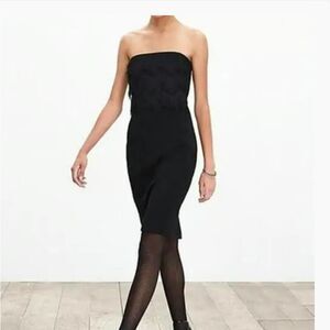 Banana Republic Black Strapless Fringe Knit Dress Size 00P